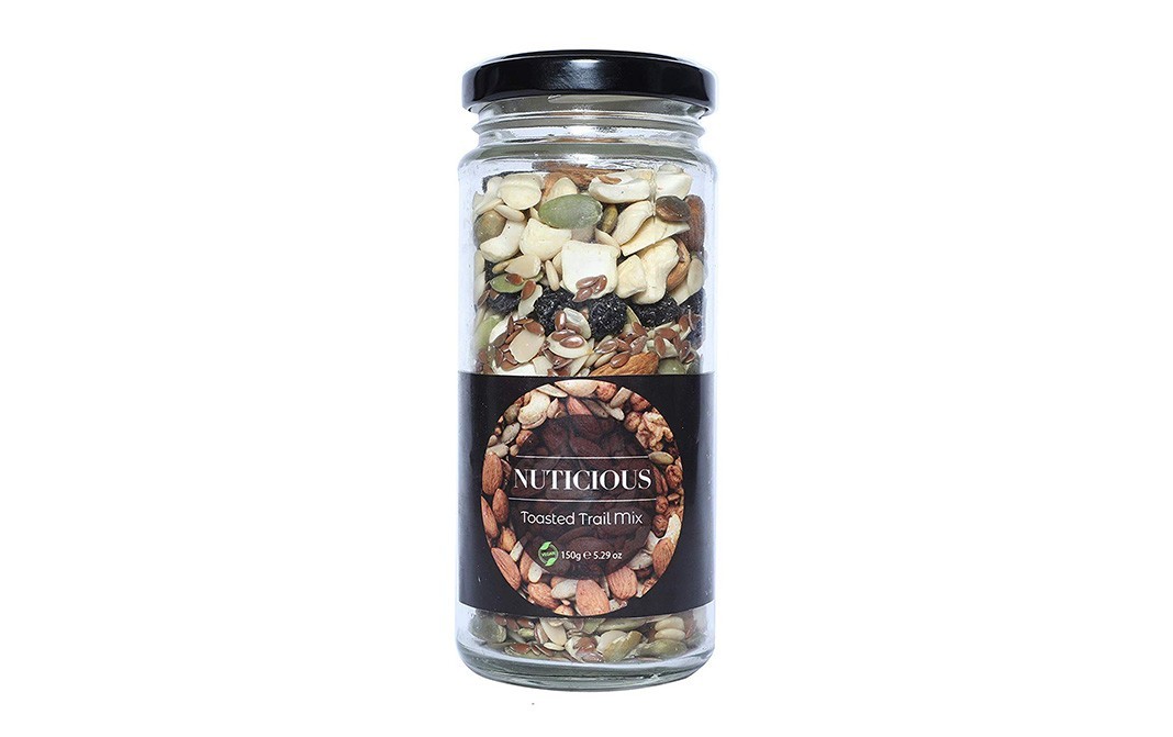 Nuticious Toasted Trail Mix    Glass Jar  150 grams